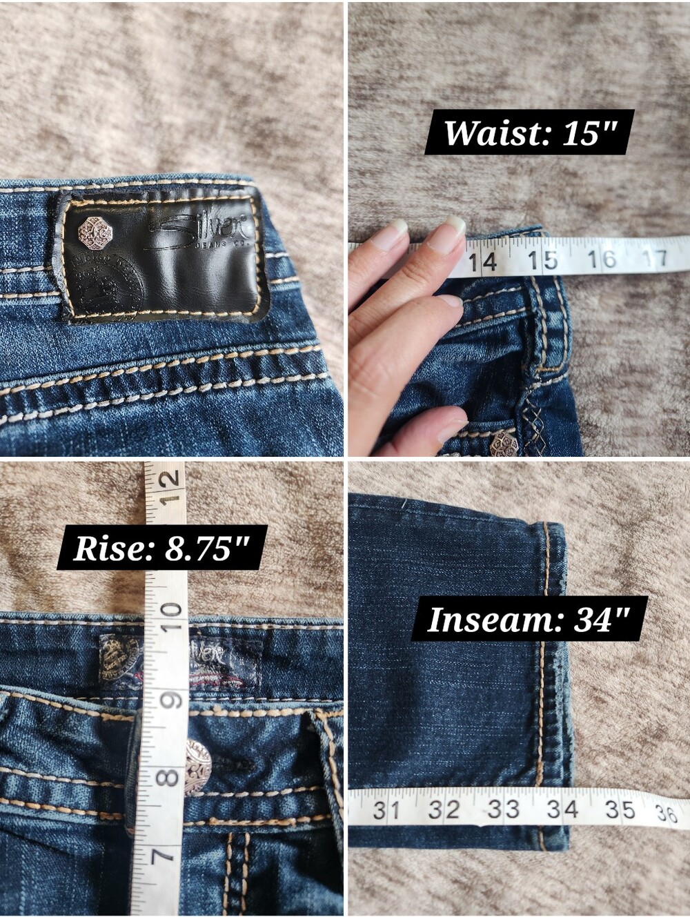Silver Jeans Co. Suki Mid Straight Fluid Denim Sz W28 L34 Y2K 00s Aesthetic - Picture 14 of 14